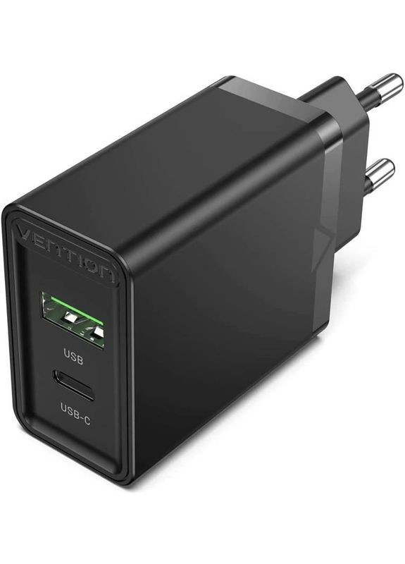 Сетевое зарядное устройство для USB Type C + QC4.0 (18-20W) Black (FBBB0-EU) Vention (332966596)