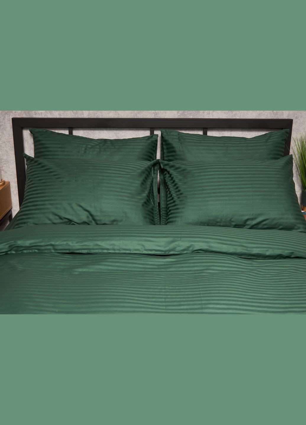 Комплект постільної білизни Satin Stripe «» двоспальний 175х210 наволочки 2х70х70 (MS-820005292) Moon&Star Stripe Verdant (296910131)