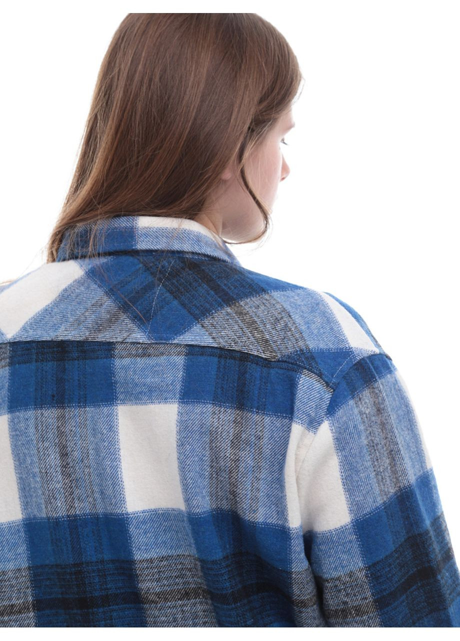 Сорочка жіноча синя в клітку байкова тепла Jean Piere Пряма (302879209)