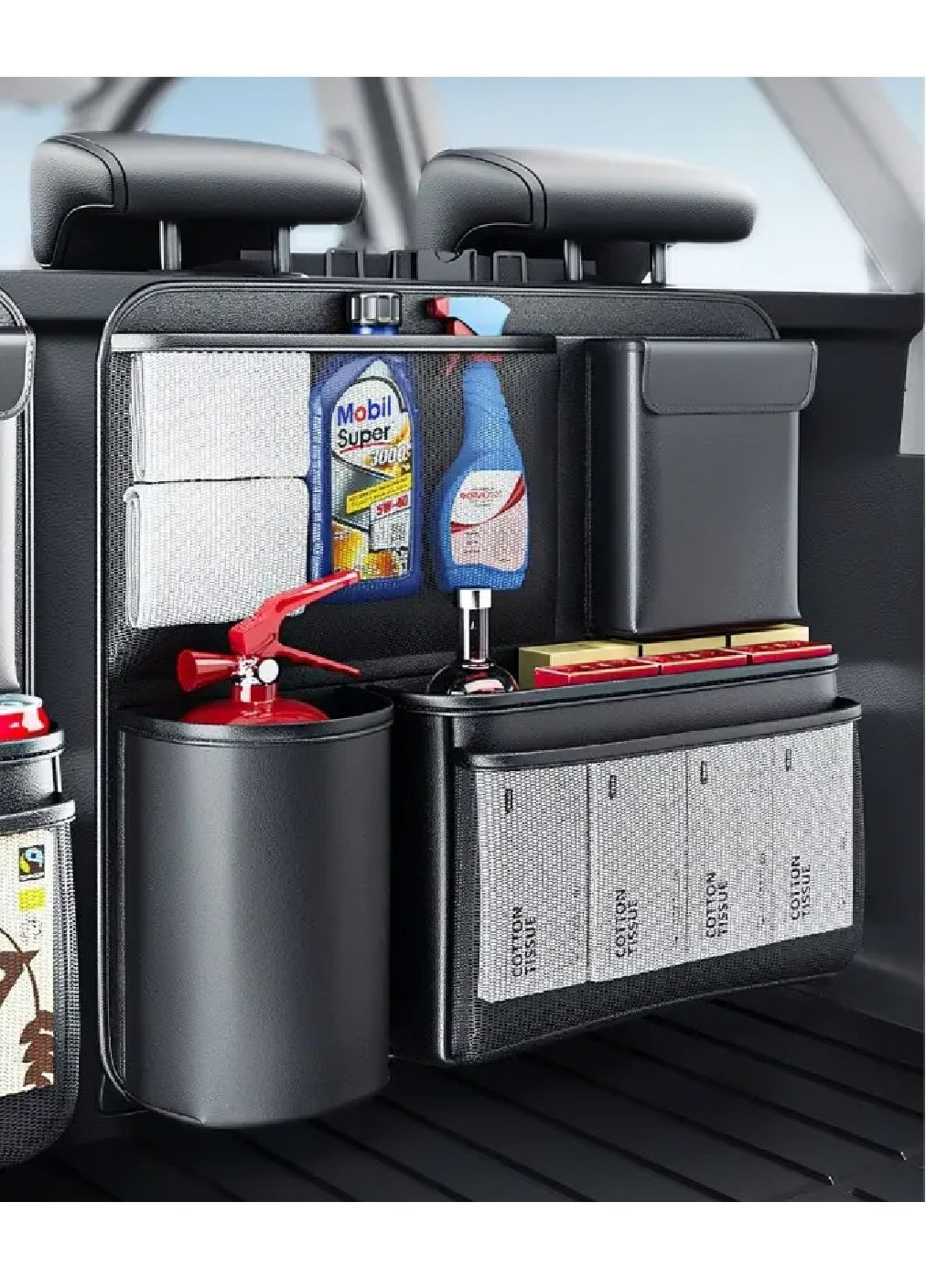 Комплект органайзеров на спинку сиденья в багажник автомобиля 2 штуки искусственная кожа 48х45 см (480287-Prob) Черный Unbranded (333141100)