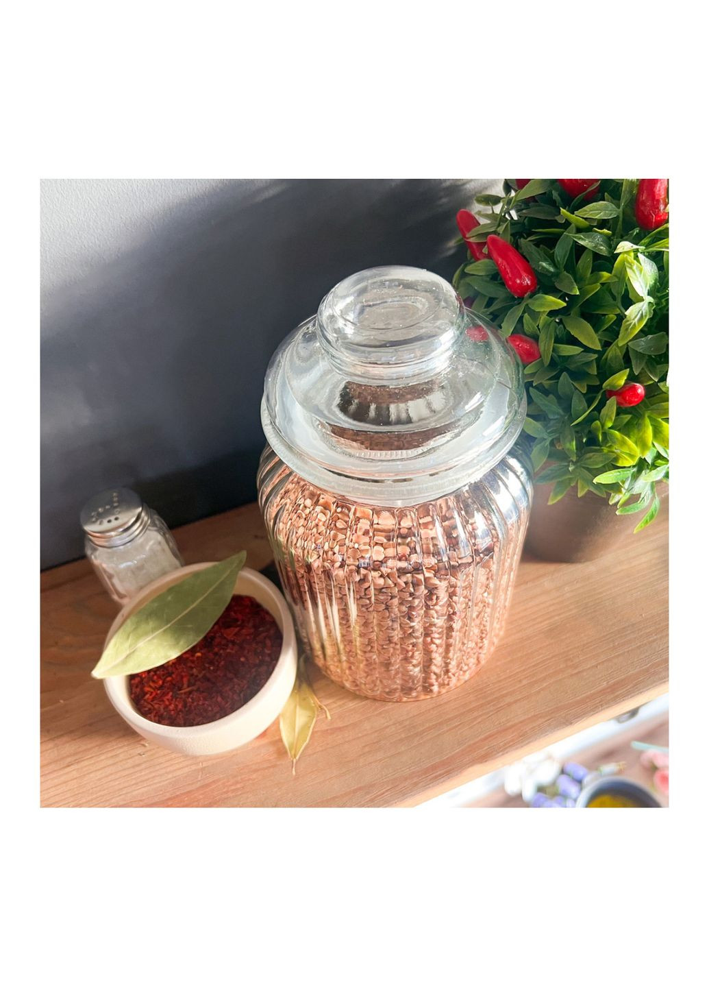 Банка ємність скляна з кришкою для зберігання сипучих продуктів 1150 мл S&T (325402300)