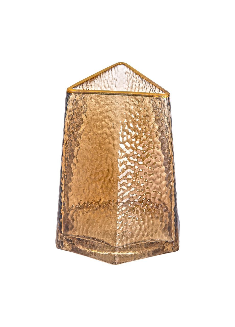 Декоративна трикутна скляна ваза із золотим обідком, 13 x 11,5 x 15,5 см HP-1710-1 Yiwu (370969145)