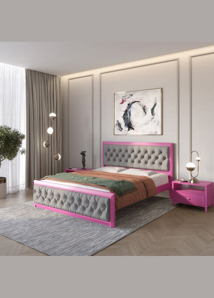 Двуспальная деревянная кровать Барселона Б3 (S2060R30B)/Аляска 93 (Серый) 160х200 см (MBG-13845) Mebigrand (368278130)