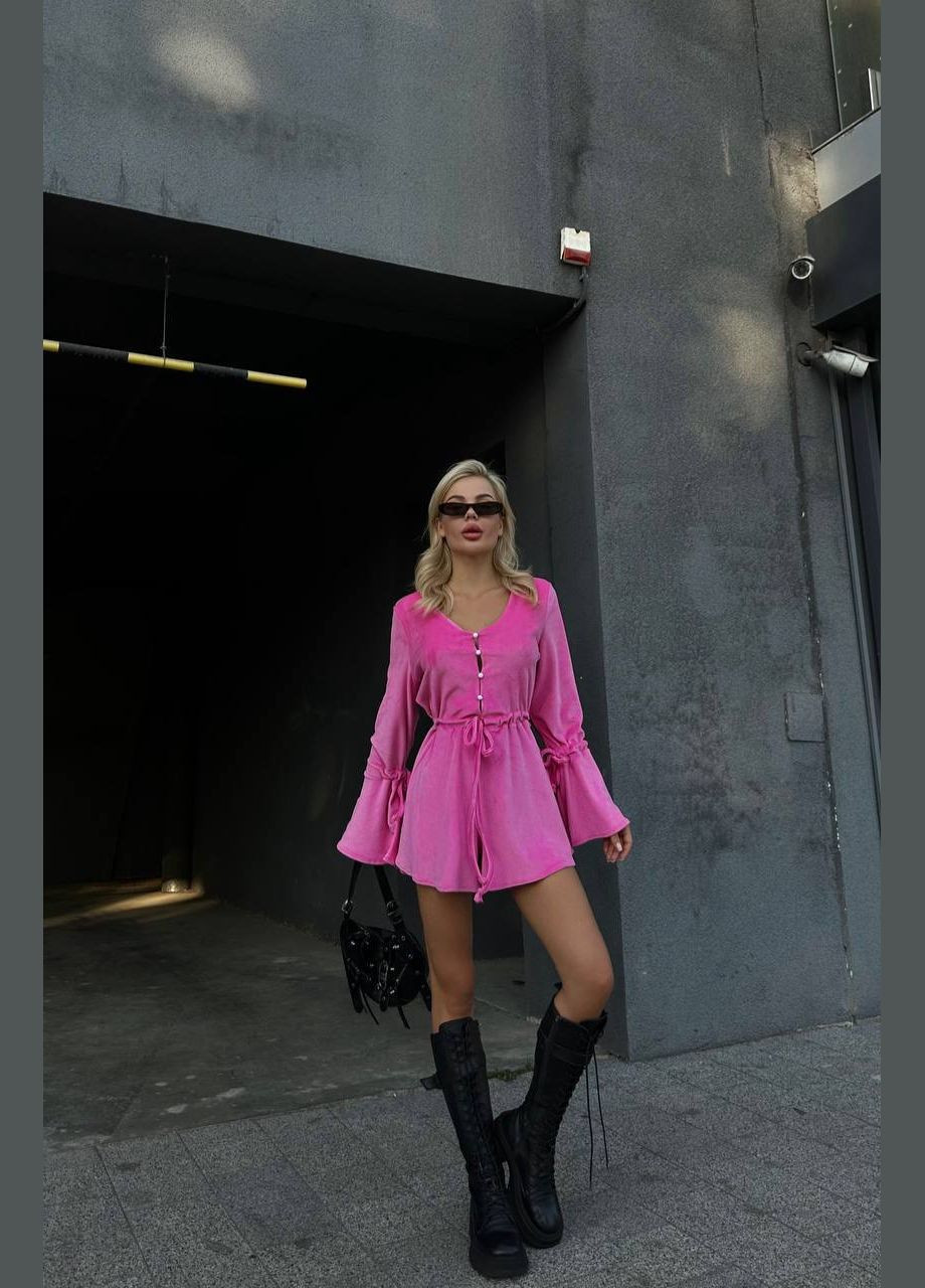 Комбинезон Украина YourStyle комбинезон-шорты однотонный розовый повседневный, праздничный велюр