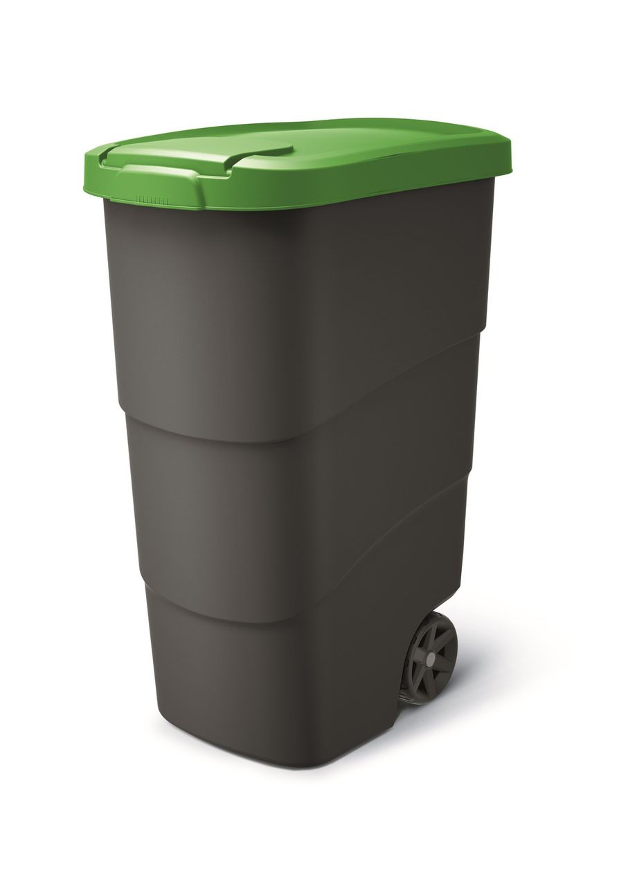 Бак для сміття Wheeler 90 л, антрацит, зелена кришка Prosperplast (362582194)
