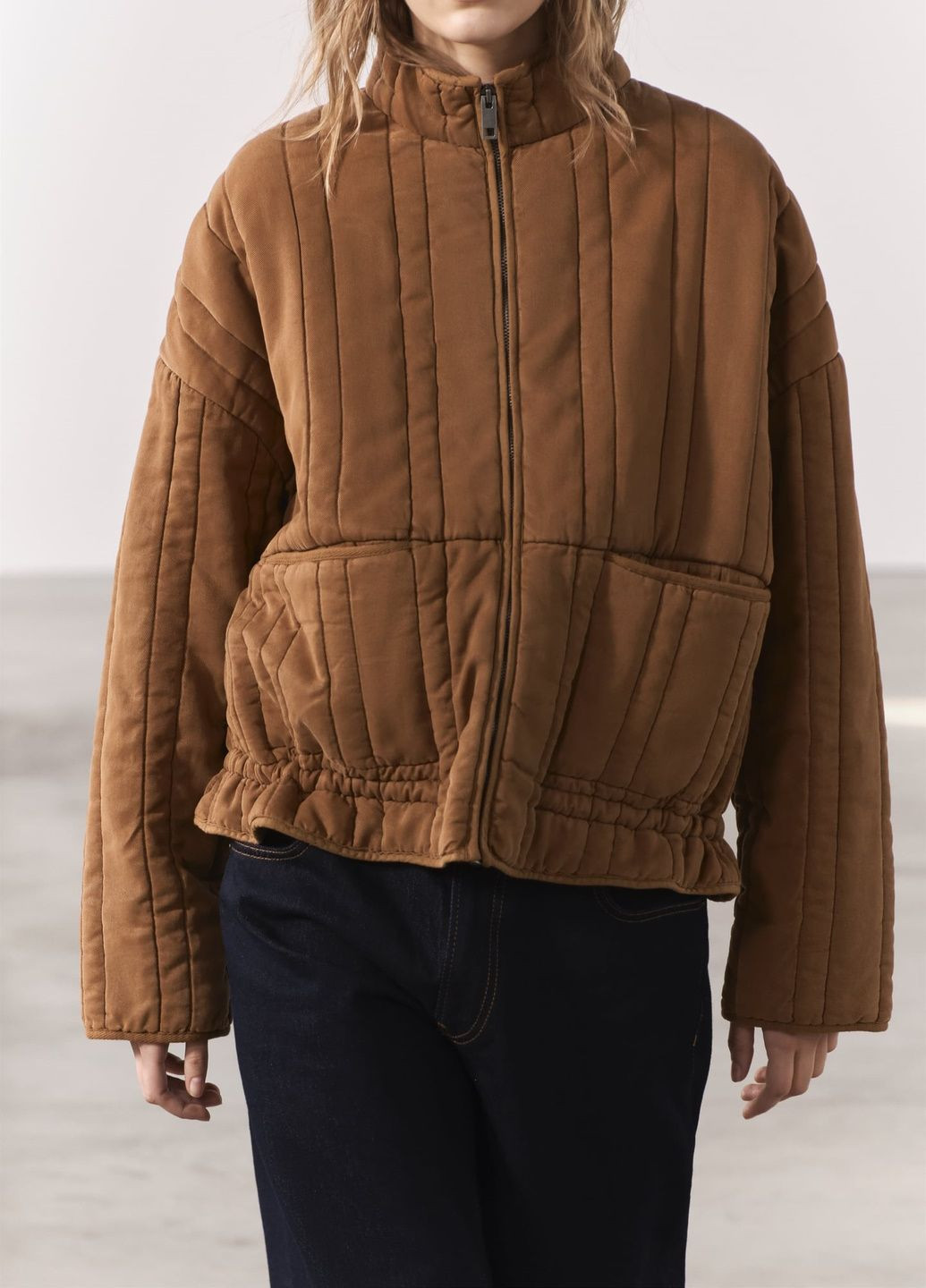 Темно-бежевая демисезонная куртка Zara