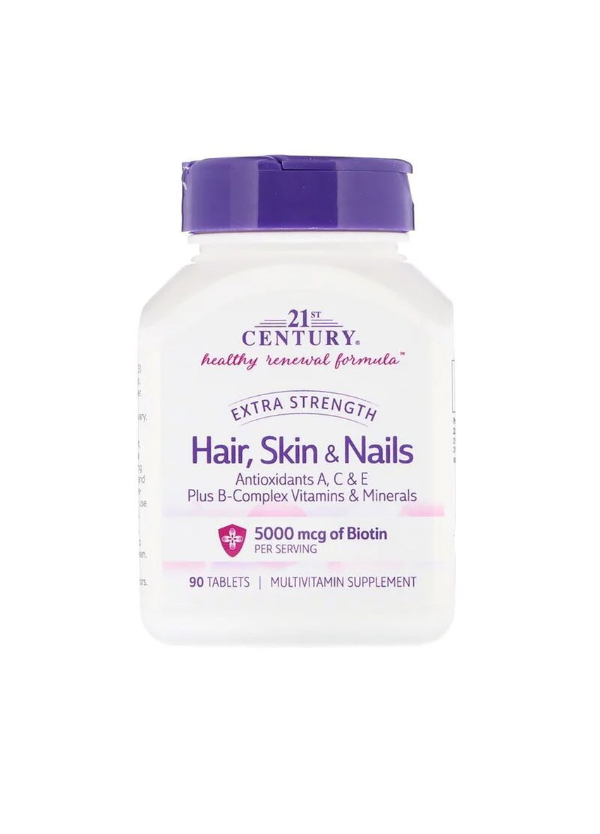 Усиленная формула для волос, кожи и ногтей, Extra Strength,, 90 таблеток 21st Century (326054439)