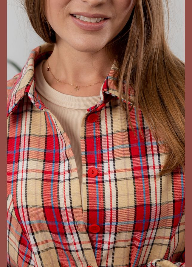 Красная повседневный рубашка в клетку AKSAN