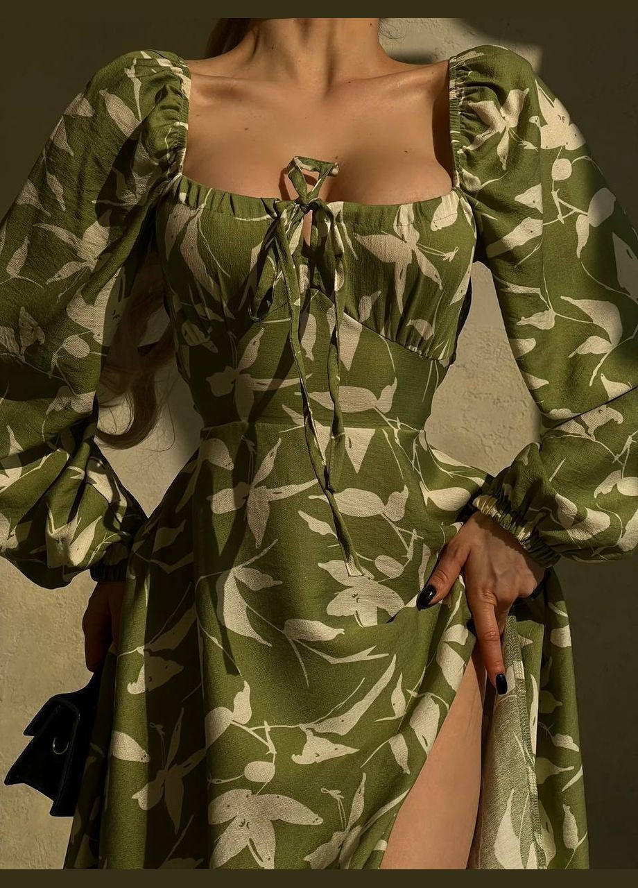 Оливковое откровенный, коктейльное, вечернее легкое и романтическое платье, изготовленное из премиальной ткани. queensleep_7km