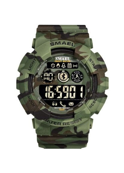Чоловічий спортивний камуфляжний смарт-годинник 8013 smart watch, наручний спортивний годинник воєнний армійський Зелений Smael (308050986)