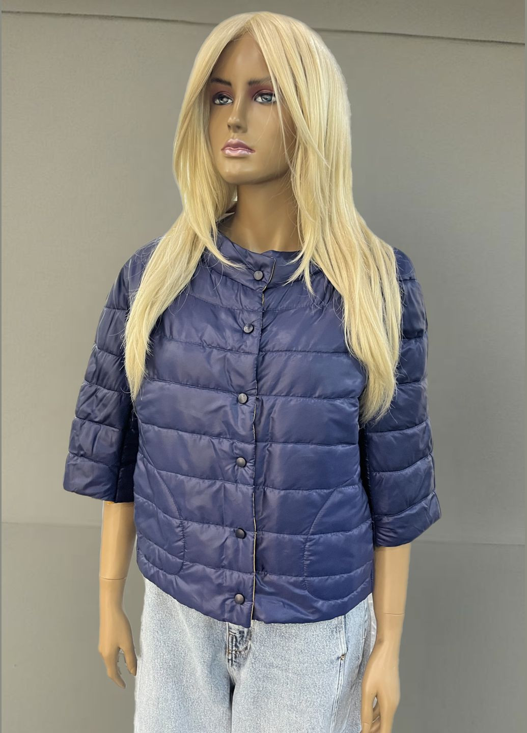 Синяя демисезонная трендовая легкая куртка демисезонная QUARTETTO