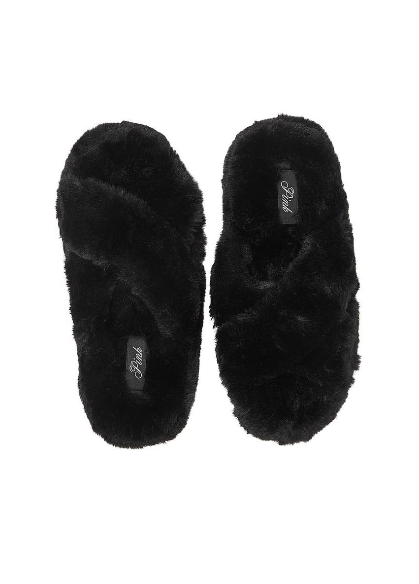 Черные тапочки женские fleece platform черные Victoria's Secret