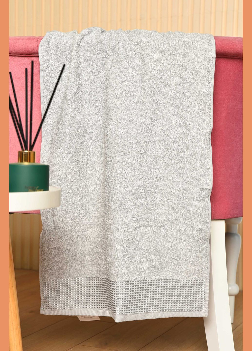 Полотенце для лица махровое серого цвета Let's Shop однотонный серый