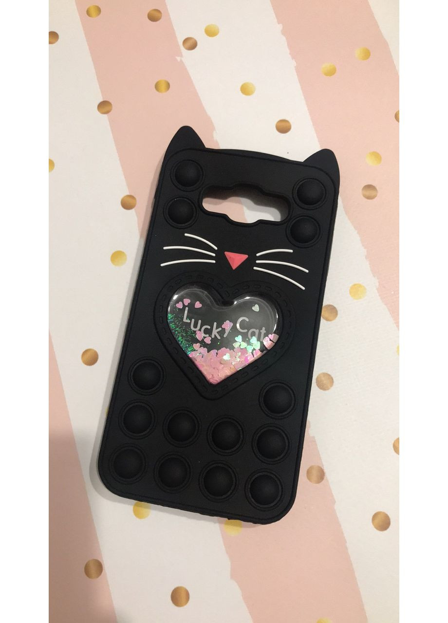 Чехол Попит Антистресс Поп-Ит Pop It для Samsung Galaxy J7 Поп ит Котик с сердечком Чёрный Creative (359485823)