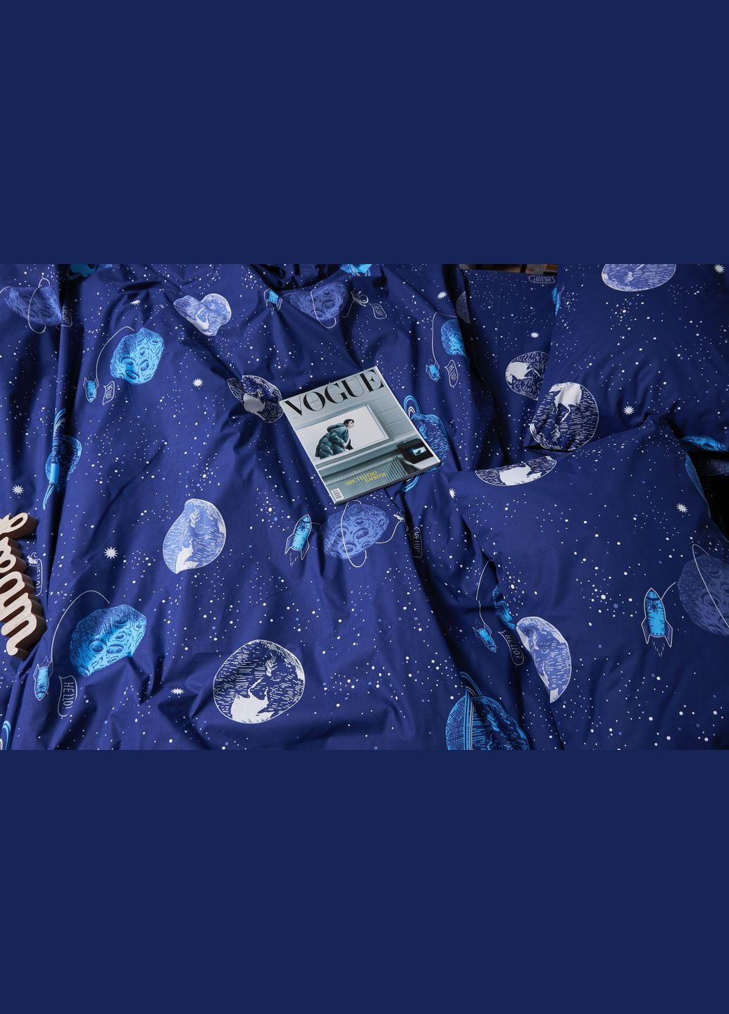 Комплект постільної білизни Бязь Gold Люкс «» Сімейні 143х210х2 наволочки 2х40х60 (MS-820004820) Moon&Star Planets (293148246)