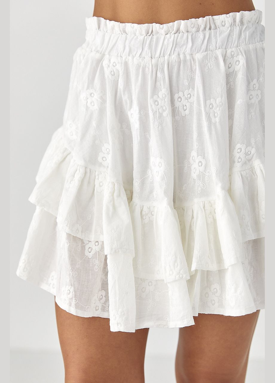 Белая короткая женская юбка из прошвы Lurex