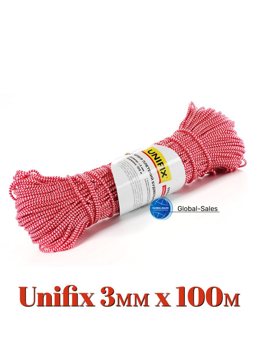 Мотузка плетена 3 мм x 100 м будівельна (699586) Unifix (341533247)