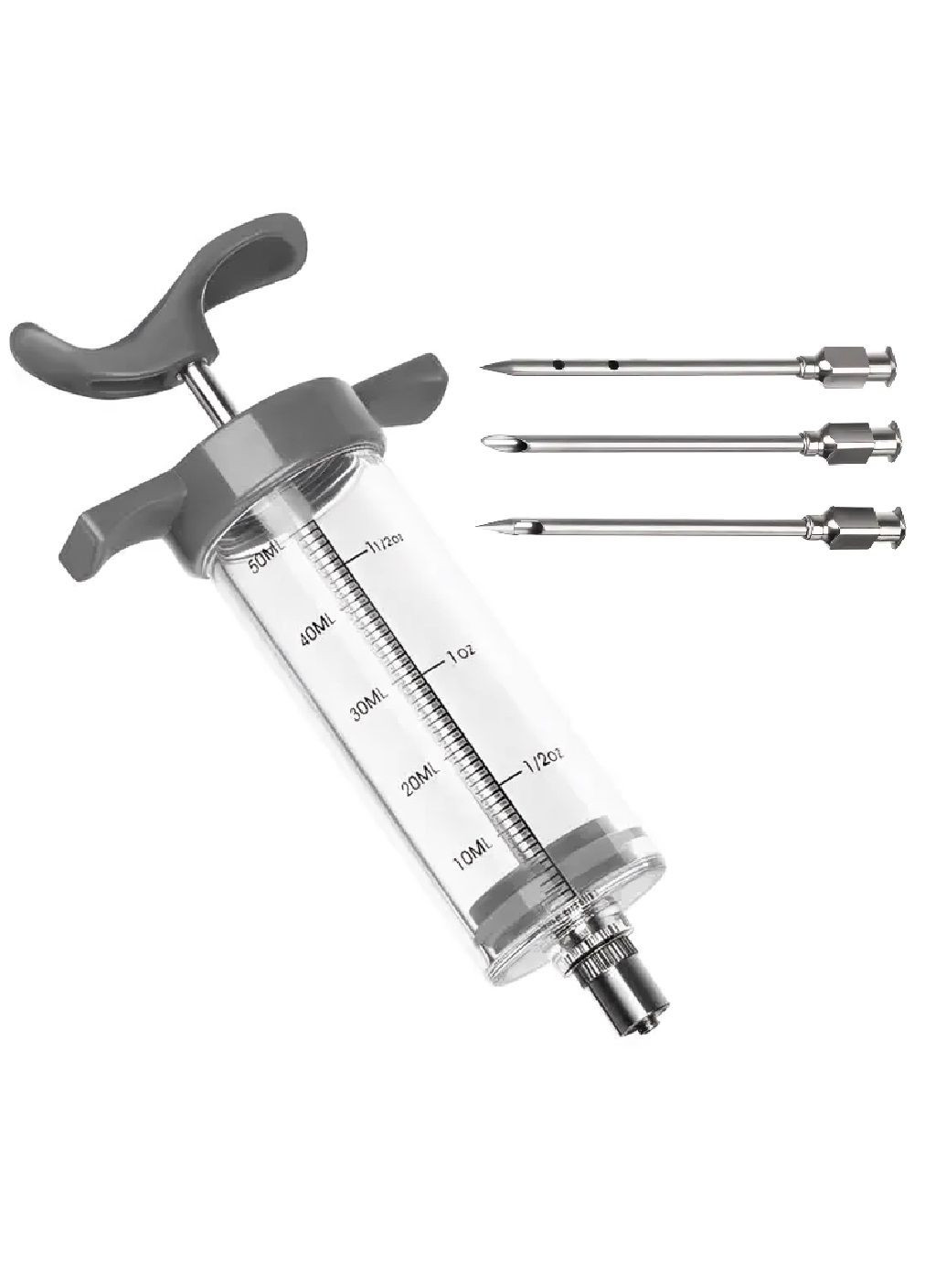 Кухонный шприц многоразовый с 3 иглами резиновым уплотнителем для инъекции маринада в мясо 50 мл 7,7x23x3,5 см (479607-Prob) Unbranded (322443962)