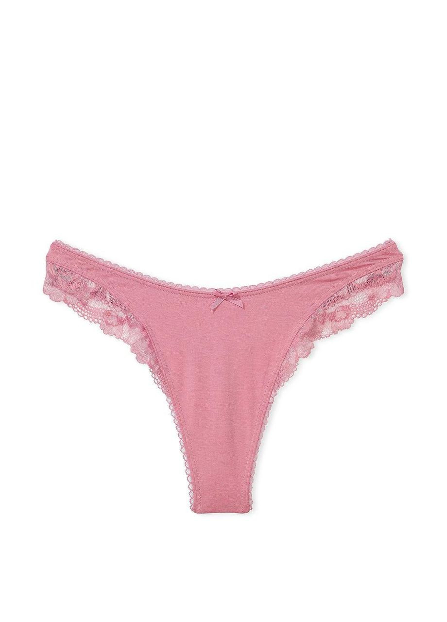 Жіночі трусики Stretch Cotton LaceTrim High-Leg XS рожеві Victoria's Secret (286048195)