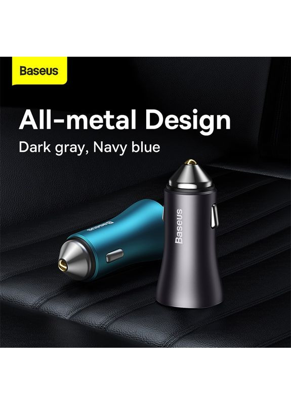 Автомобильное зарядное устройство Gold Fast Charger Car Charger U+U 60W Dark Gray (CGJM000013) Baseus Contactor Max Dual (369159746)