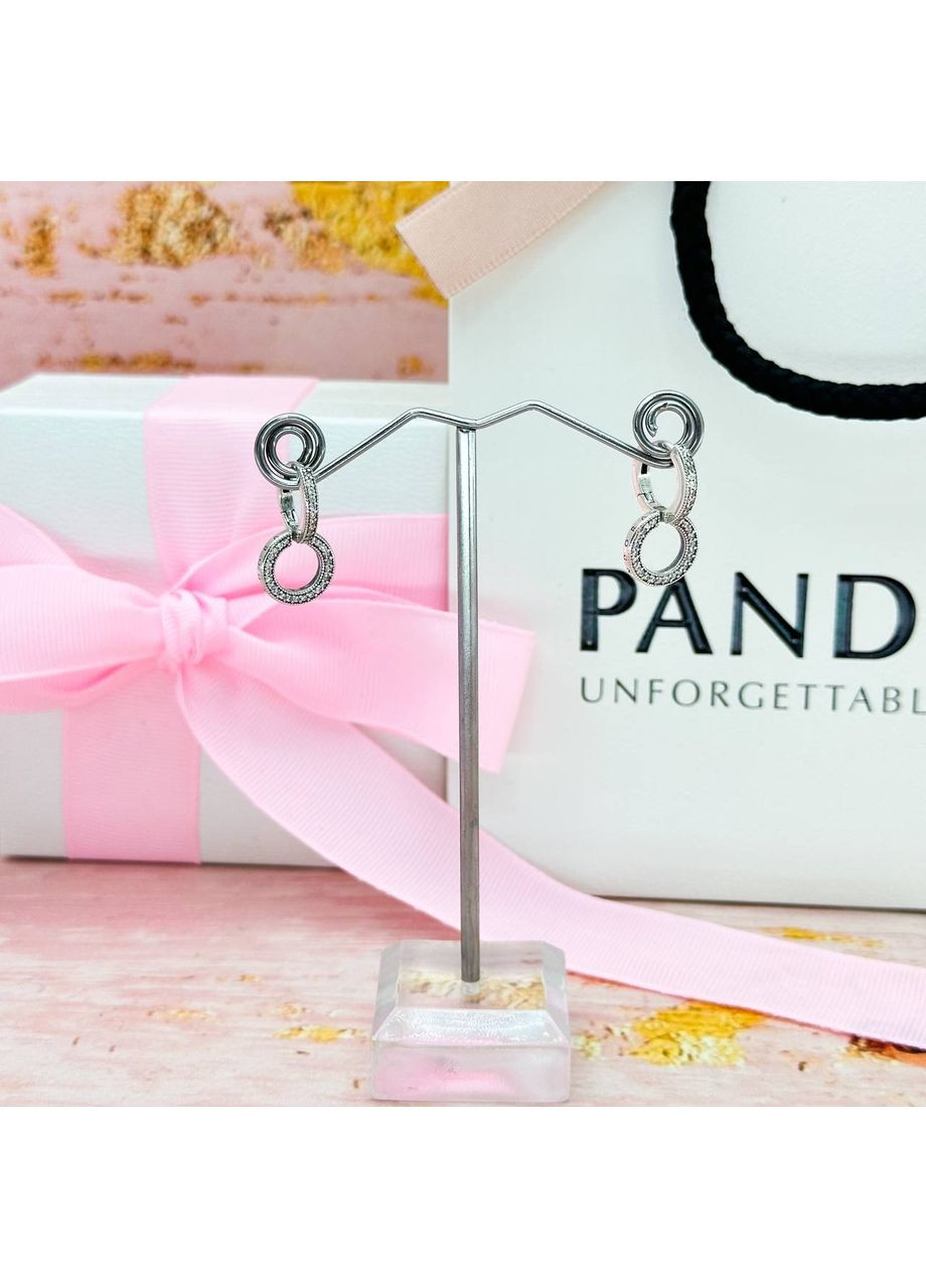 Серебряные серьги Пандора шарики Светящиеся двойные серьги 299052C01 Kabluchka (355346660)