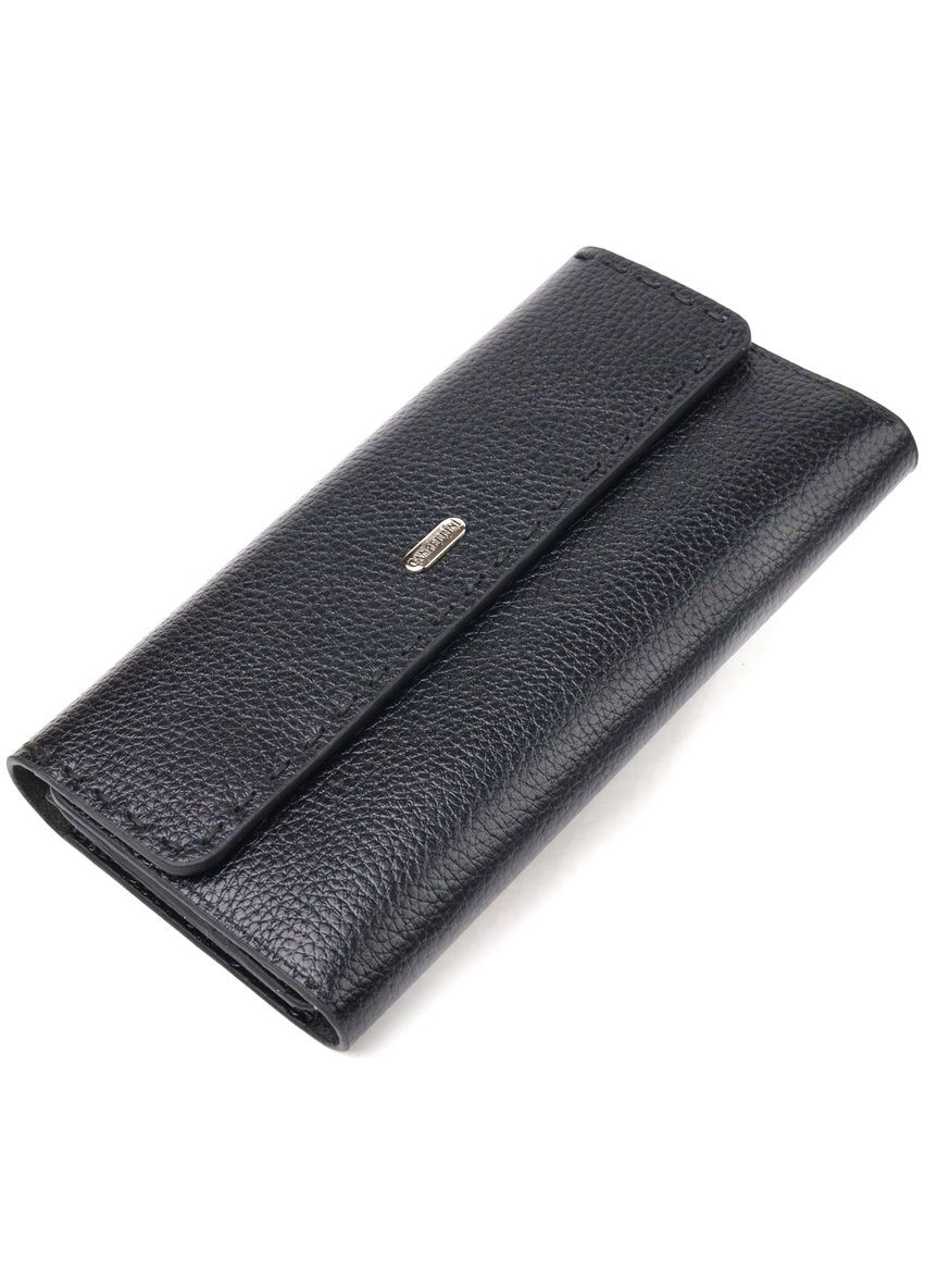 Жіночий гаманець із натуральної шкіри з монетницею 21662 Чорний Canpellini (306881543)