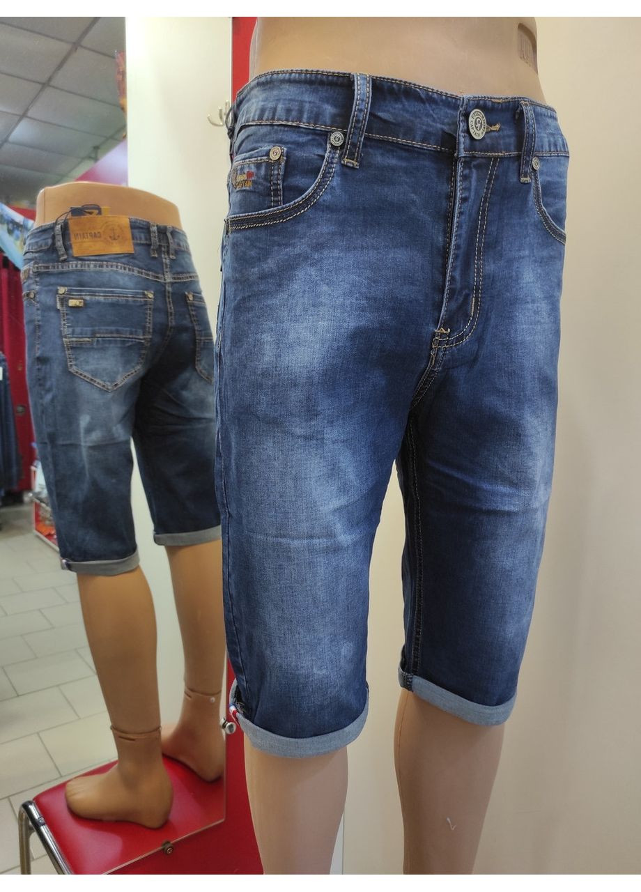 Шорты мужские джинсовые бриджи стрейч отворот 33 синие Captain (369163462)