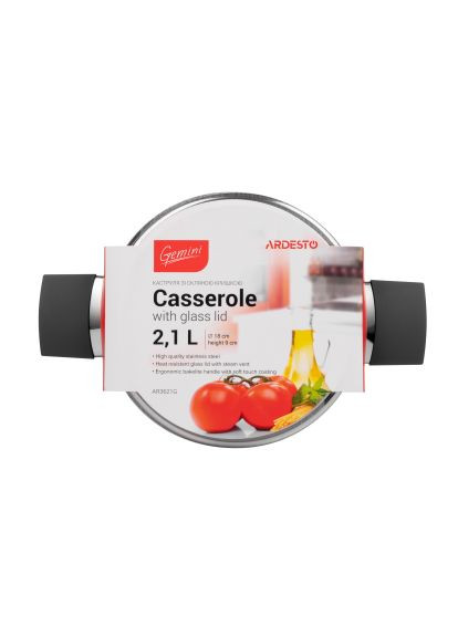 Кастрюля Gemini с бакелитовыми ручками 2.1 л (AR3621G) Ardesto Gemini з бакелітовими ручками 2.1 л (366518930)