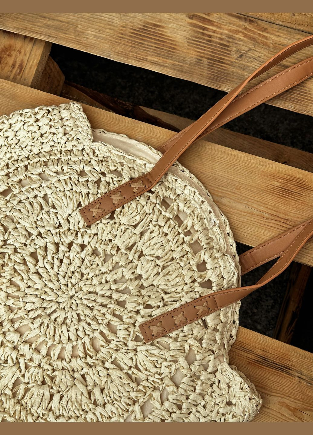 Сумка женская плетеная из рафии вместительная круглой формы с узором. No Brand (330618804)