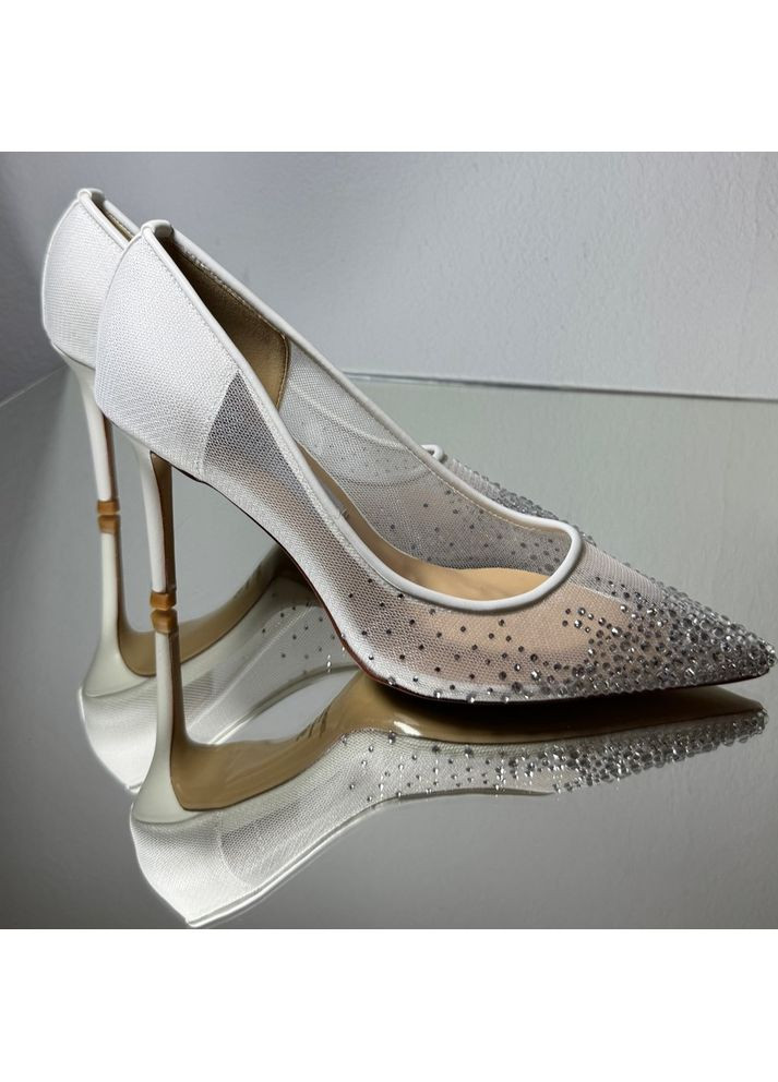 No Brand Жіночі туфлі весільні для нареченої з камінцями 8 см білий з текстиль, — (351394579)