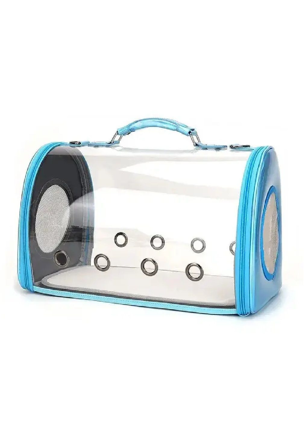 Сумка переноска для тварин котів собак з прозорими стінками вентиляцією ручкою 42х25х28 см розмір L (477331-Prob) Блакитна Unbranded (296984594)