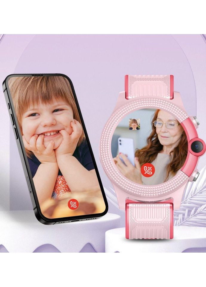 Детский смарт часы-телефон D36 с GPS и поддержкой 4G и влагозащитой Розовый Lemfo (349824295)