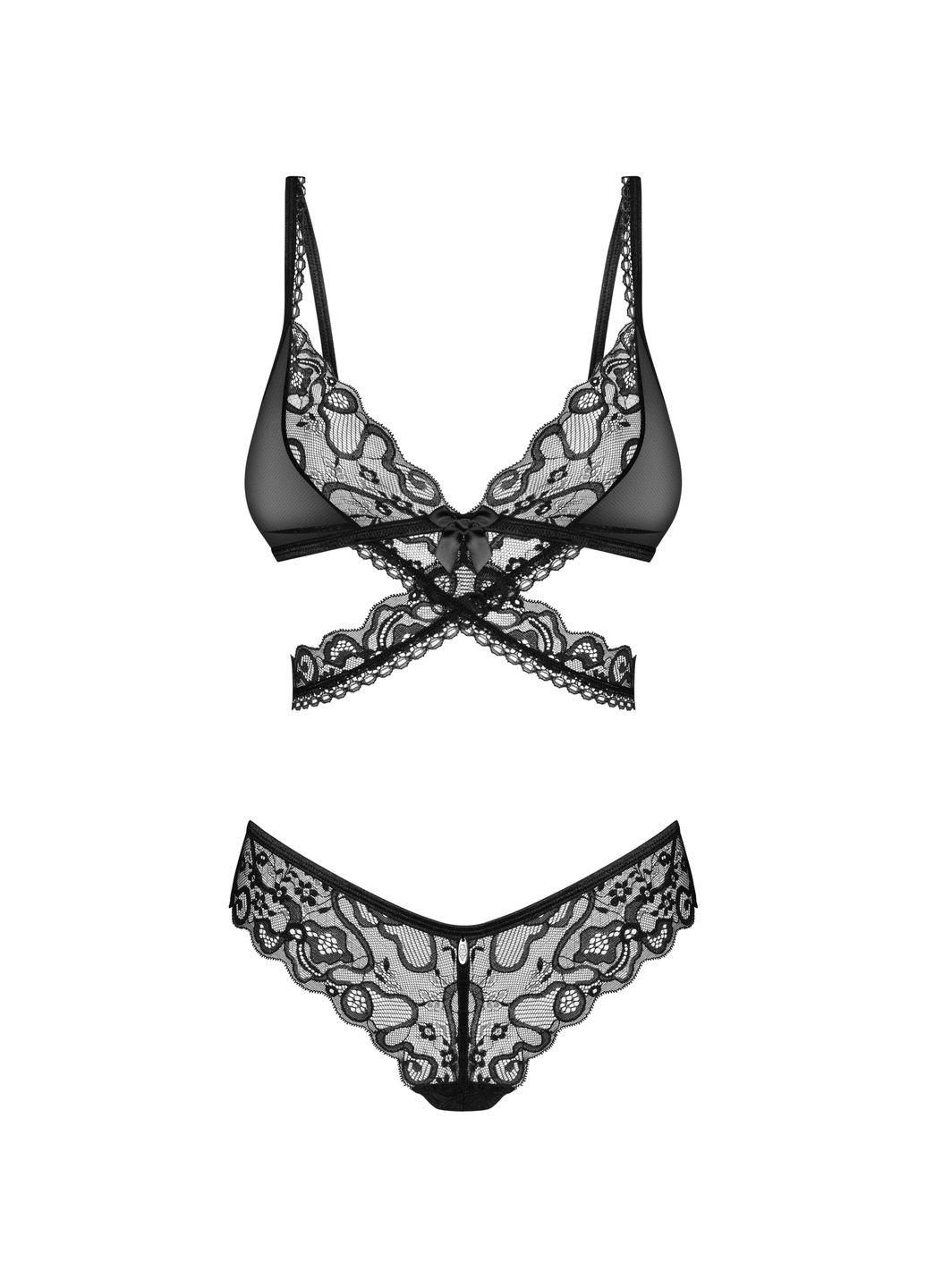 Чорний демісезонний комплект білизни (ліф, трусики) Obsessive