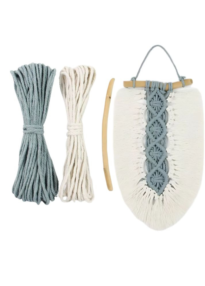 Набор макраме для ручной вязки гобелена настенного декора «Лист» 26х15см для рукоделия и творчества голубой No Brand (344573448)