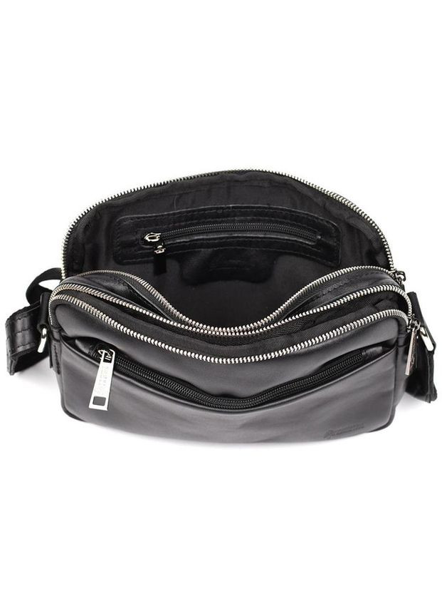 Сумка листоноша через плече чоловіча з натуральної шкіри середня для документів та для телефону Чорний 35914 TARWA (337466449)