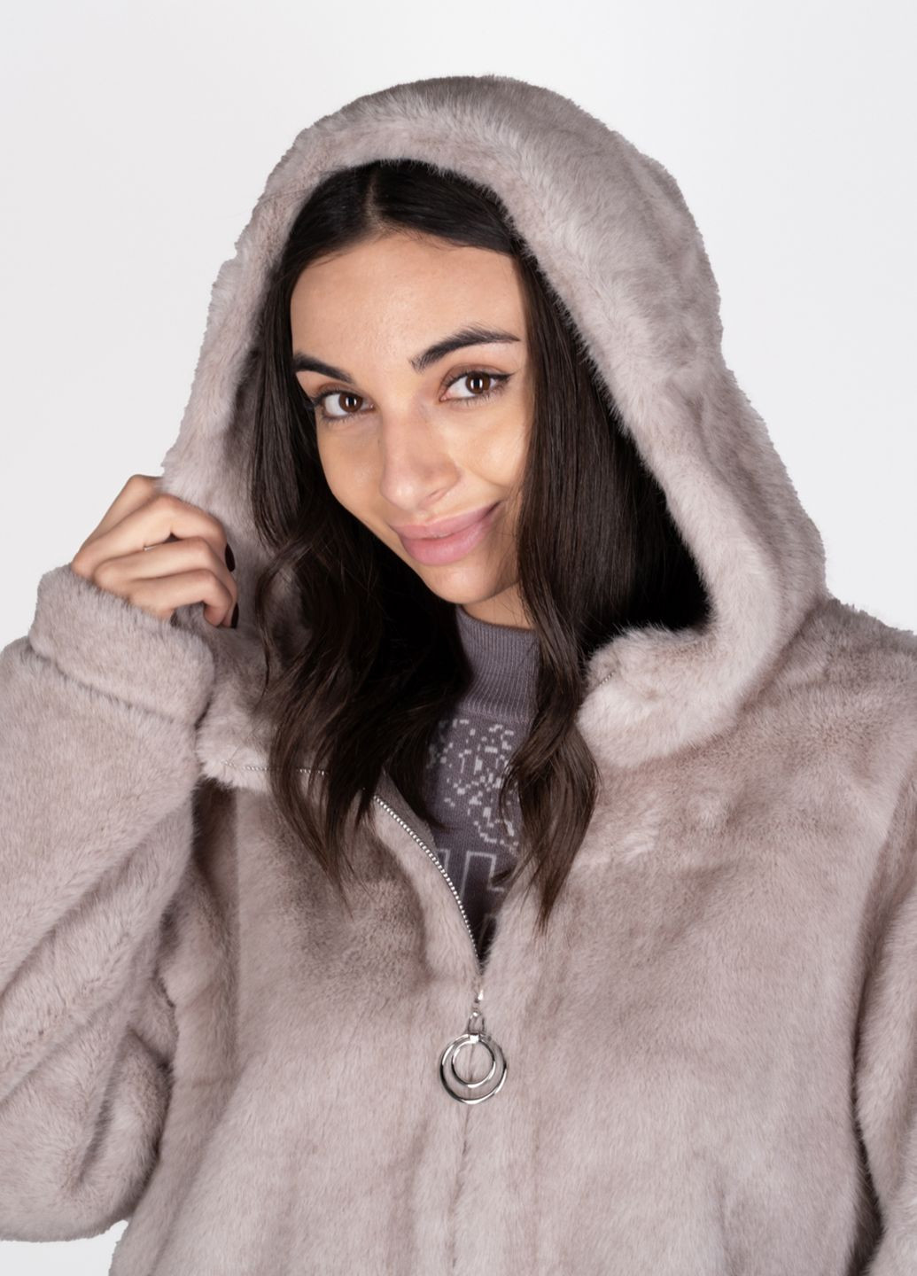 Сіра зимня шуба жіноча 345023 Power