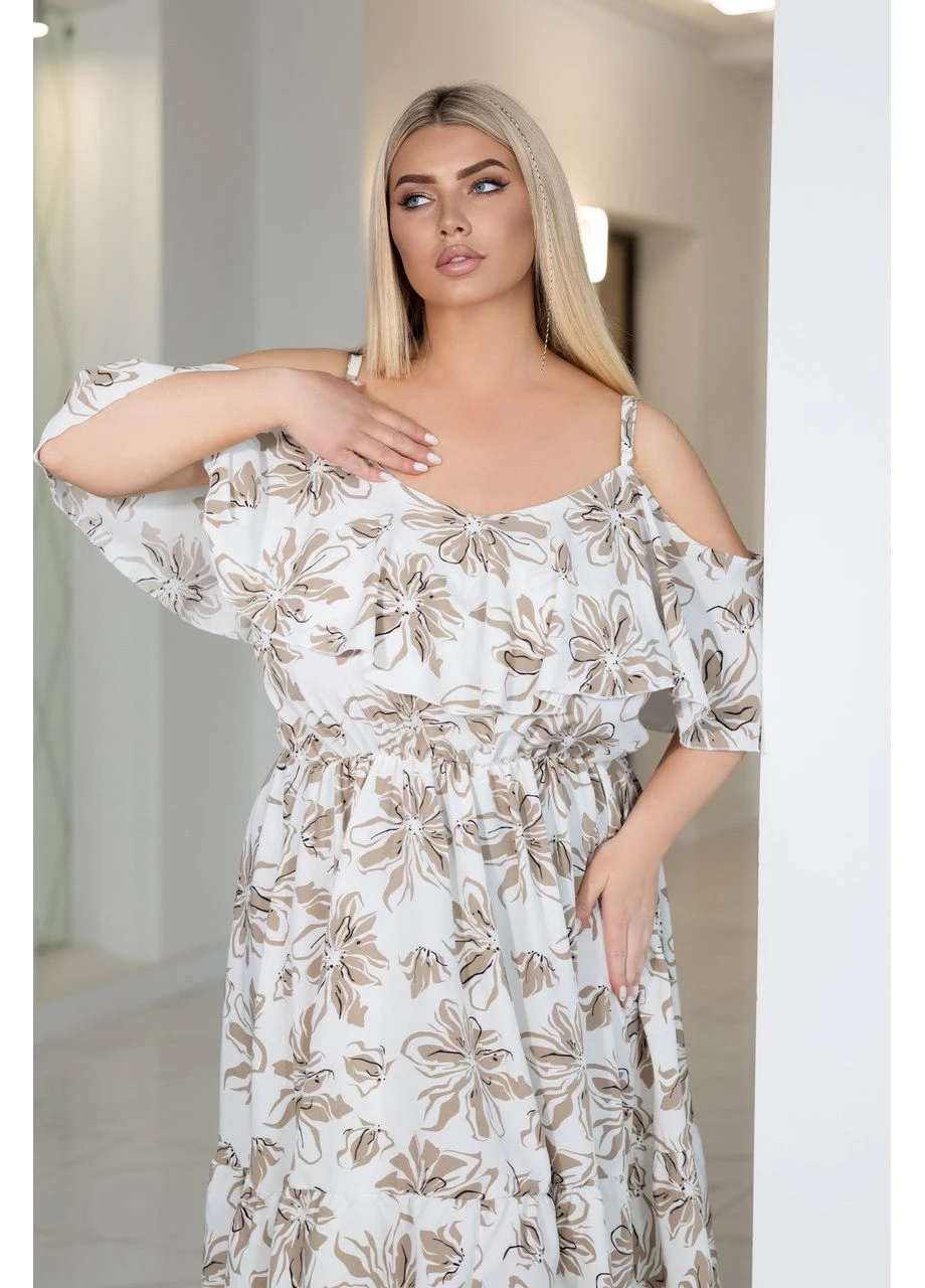 Кофейное женское платье-сарафан Fashion