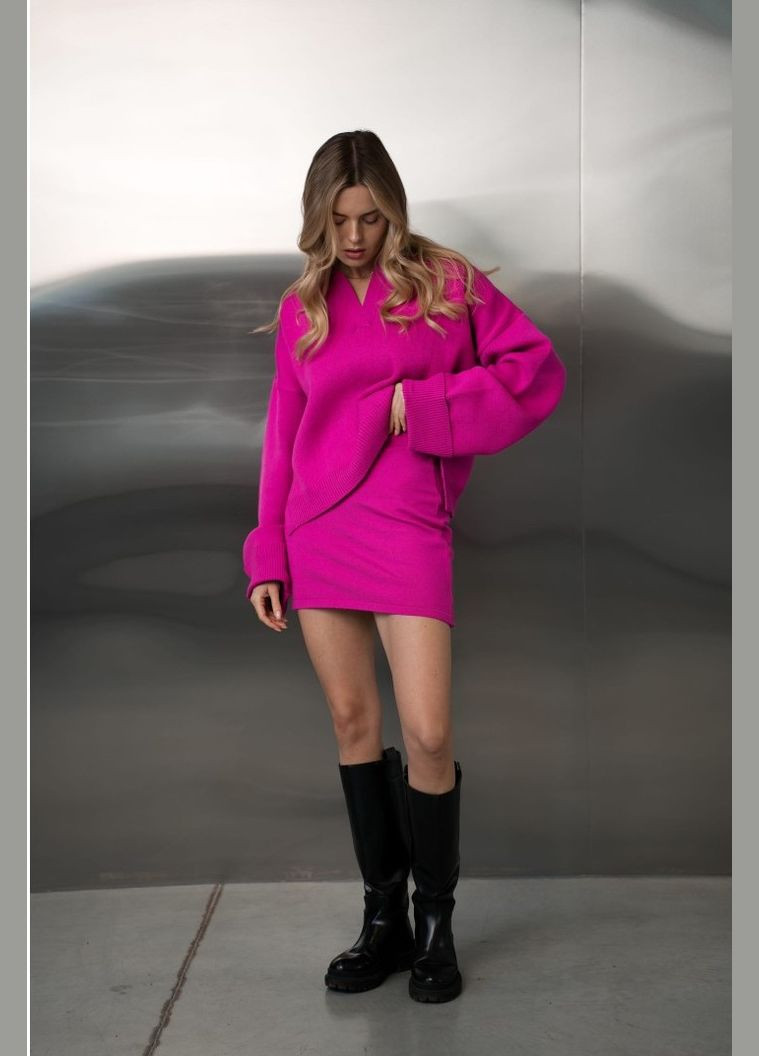 Малиновая юбка мини вязаная Twice