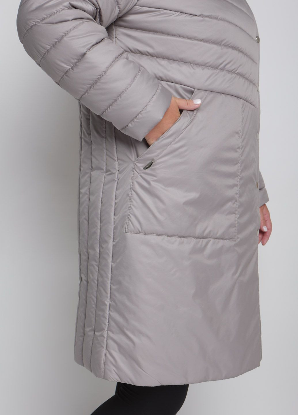 Серая зимняя парка зимняя женская большого размера SK