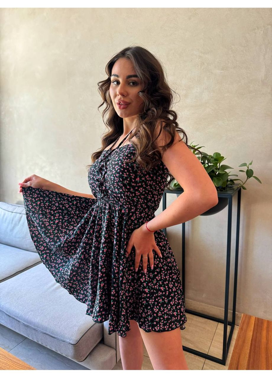 Чорна святковий сукня Vione з квітковим принтом