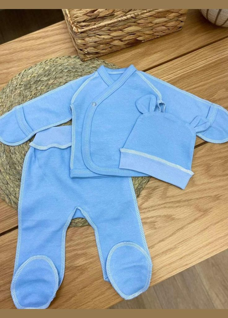 Голубой демисезонный комплект одежды для новорожденных Баранчик БО