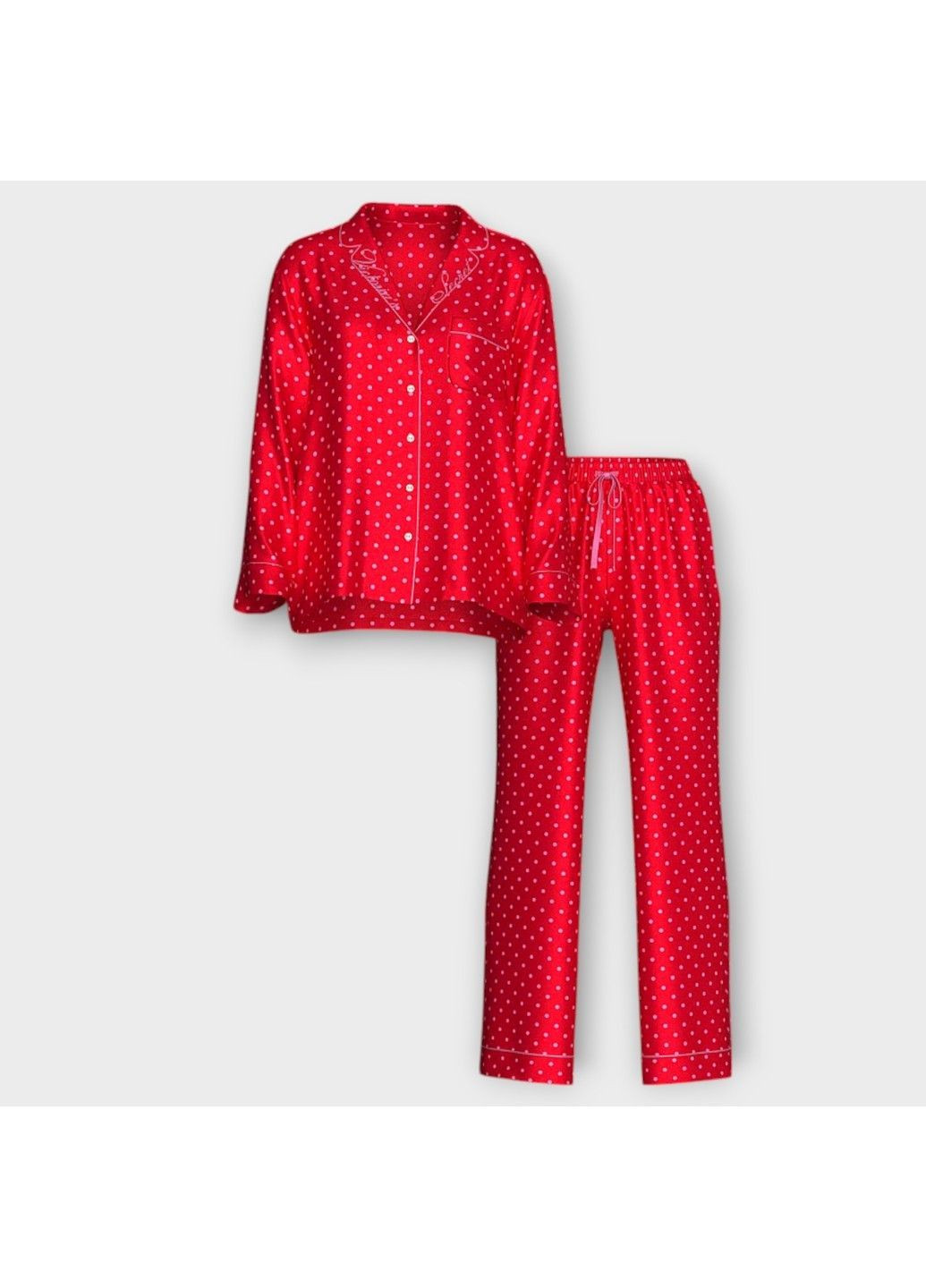 Красная всесезон пижама атласная satin long pajama set Victoria's Secret