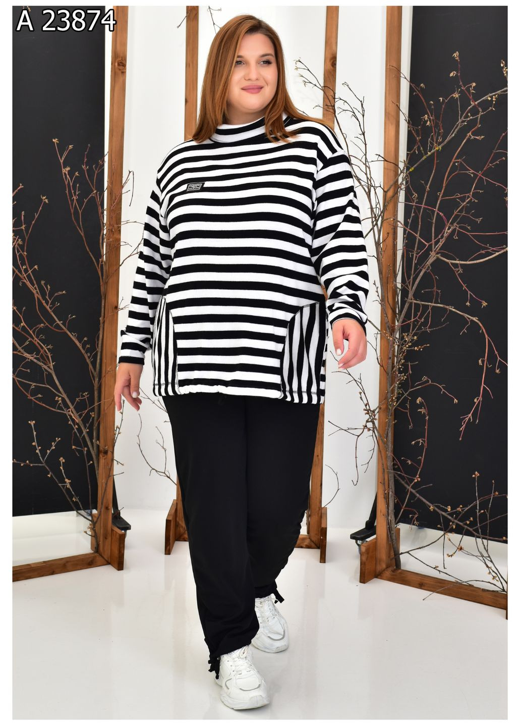 Жіночий костюм з тунікою великого розміру SK (360879033)