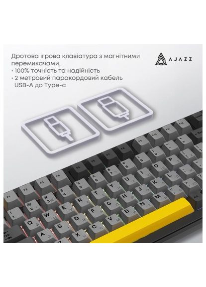 Клавиатура (AK820MAX-WM-BGY) Ajazz AK820 MAX Magnetic Switch RGB USB Black (367004756)