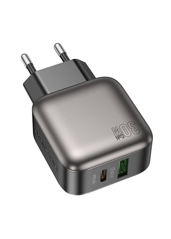 Мережевий Зарядний Пристрій BAS55A 1USB-C/1USB PD/QC 30W GAN Borofone (337993907)