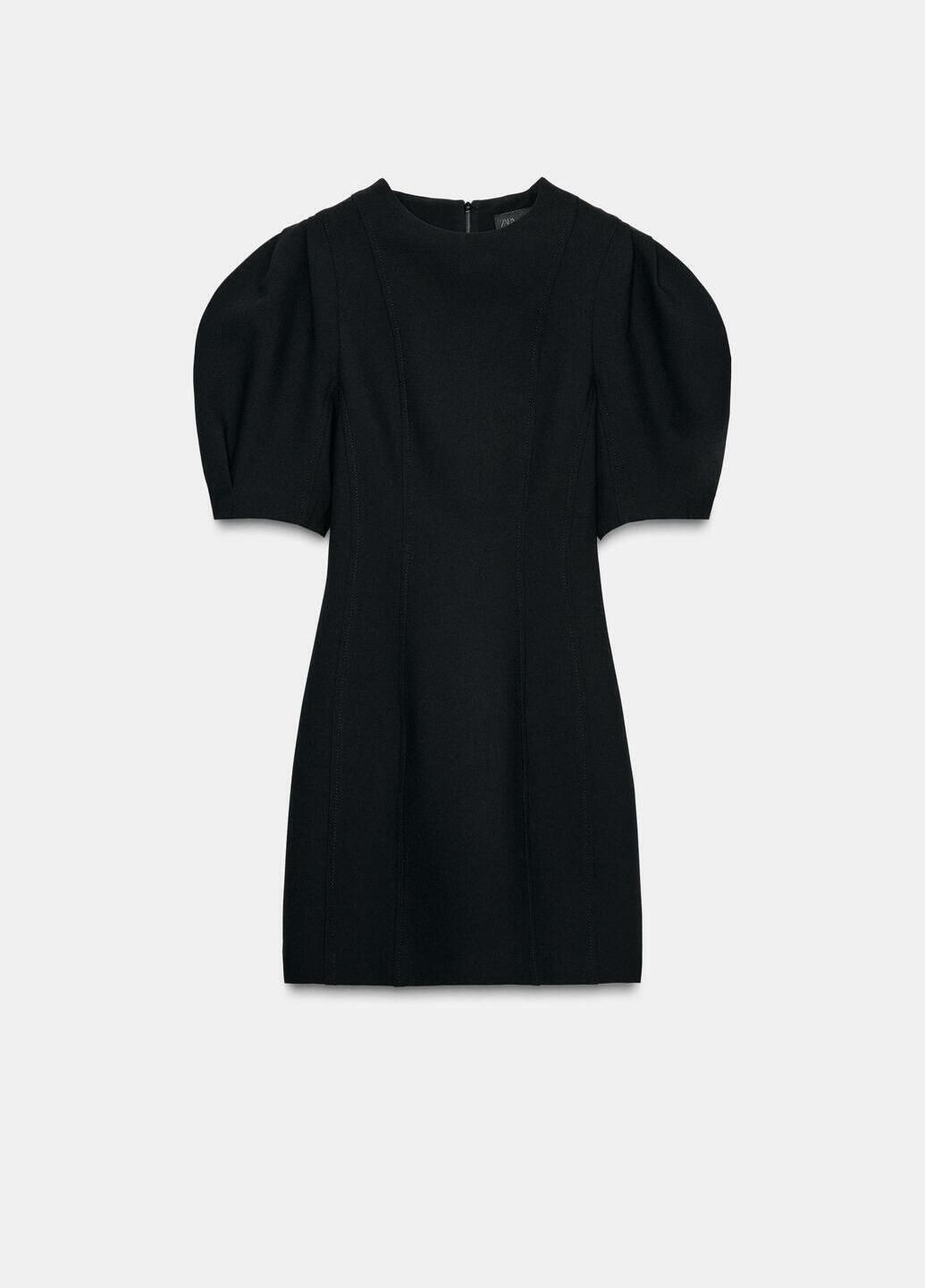 Черное платье Zara однотонное