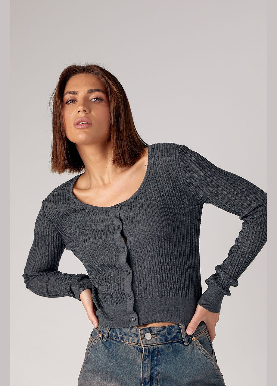 Темно-серый демисезонный кардиган No Brand