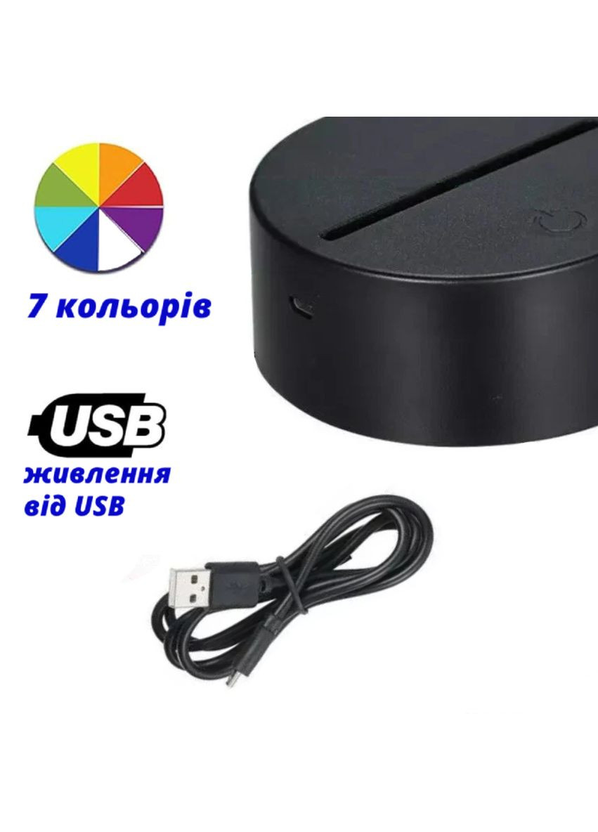 Ночник лампа акриловая 3D, настольная, светодиодная с пластиной Тысячелетний Сокол (Millennium Falcon), 7 цветов, от USB No Brand (372003992)