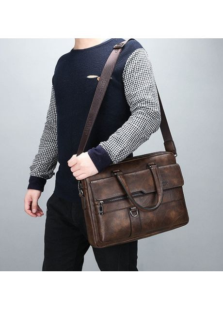 Стильный мужской деловой портфель формат А4 из эко кожи сумка для документов и ноутбука Jeep (363135507)