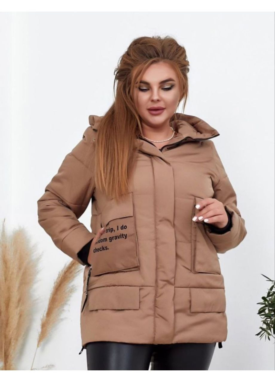 Коричневая демисезонная куртка из плащевки канада с утеплителем. куртка-пальто DK/DL Мода без кордонів